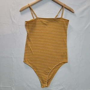 Primark Bodysuit Women Size 10 Orange Stripes Short Sleeve Ladies Top - Picture 1 of 11