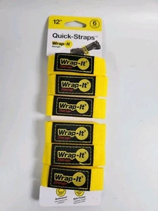 Wrap-It Storage Quick-Straps 12"x1" Waterproof Multi-Purpose Yellow 6 Pack New! - Picture 1 of 2
