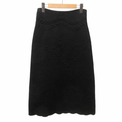 Falda Larga Tejida Fendi Patrón Botánico Repujado Negra 40 aprox M FZQ622 Usada d Foto 1 de 4