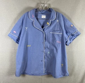 Womens Bed Head Shorty Poplin Organic Cotton PJ Set Size 1X Blue Chambray EUC - Picture 1 of 14