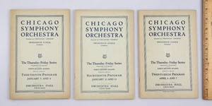 3 programas de colección de la Orquesta Sinfónica de Chicago 1933 Frederick Stock Director - Imagen 1 de 5