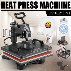 5 in 1 Hitze Presse Maschine 15"x12" Transfer Sublimation für T-Shirt Becher Teller Hut - Bild 1 von 12