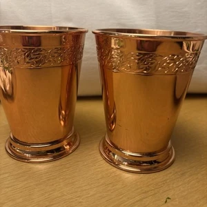Absolut Elyx Vodka Julep Tasse Becher Kupfer Cocktails Set 2 4,3/8" hoher gestempelter Rand - Bild 1 von 12