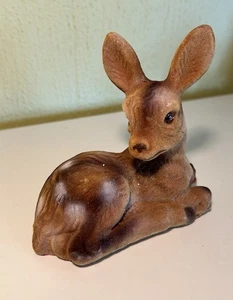 Vintage beflockter sitzender Hirsch geflecktes Rehkitz - Bild 1 von 9