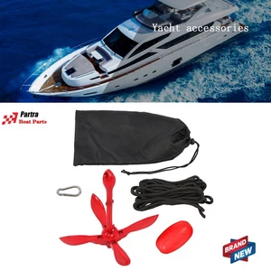 1 Pack Complete Folding Anchor Kit With 26.2 ft Rope & Buoy PWC Boat Kayak Canoe - Picture 1 of 20