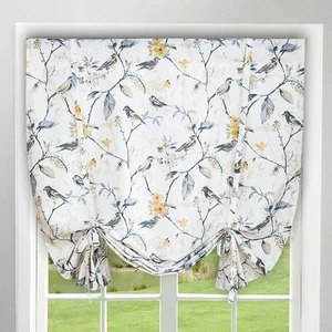 VOGOL Tie Up Curtains for Windows Birds and Flower Print Balloon Shades Rod P... - Picture 1 of 6