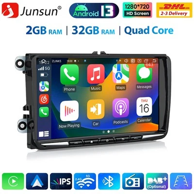 9" Android 13 Autoradio GPS WiFi DAB+ 2+64GB Für VW GOLF 5 PASSAT Jetta Carplay - Bild 1 von 4