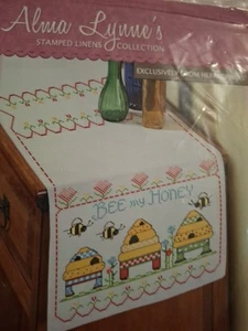 Alma Lynne's Stamped Cross Stitch Collection- Bee My Honey Dresser Scarf - Picture 1 of 2