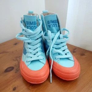 Bimba Y Lola Designer Canvas High Top Trainers Size EU 35 UK 2 NEW - Picture 1 of 6