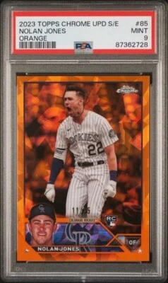 🔥2023 Topps Chrome Update Sapphire Orange /25 #USCS85 Nolan Jones RC PSA 9🔥 - Image 1 of 2