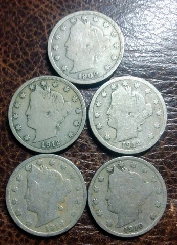 Lot of 5, 5C Liberty Nickels, Instant Collection!!! Cover