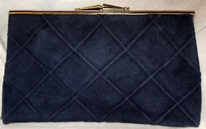 Pochette Jane Shilton vintage in camoscio blu - Foto 1 di 4