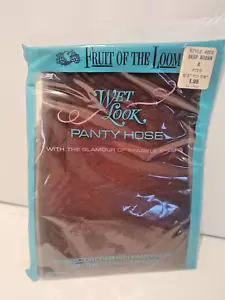Vintage deep brown fruit of the loom wet look panty hose disco 4801 b fits 5'6" - Picture 1 of 5