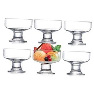 6 Pack Glass Dessert Bowls, 6.5 oz Crystal Glass Bowls for Ice Cream, Fruit, - Picture 1 of 7