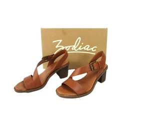 Zodiac Ivy Block Heel Strap Sandal, Womens Brown Stylish Shoe, Adjustable Buckle - Picture 1 of 10