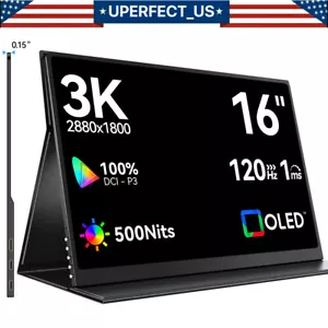UPERFECT OLED Portable Monitor, 16.0" 1800P Gaming for Computer Monitor FreeSync - Picture 1 of 17