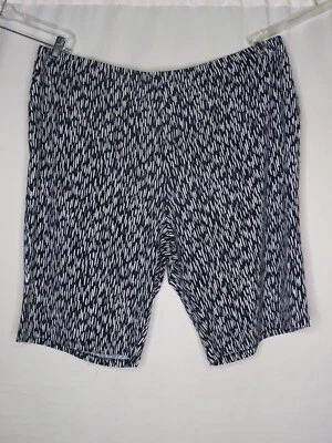 SUSAN GRAVER PANTALÓN CORTO ENTREPIERNA ESTAMPADO AZUL MARINO/BLANCO CINTURA ELÁSTICA 13" TALLA 3X #Y947 Foto 1 de 2