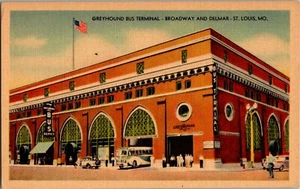 Postal St. Louis Missouri MO. Terminal de autobuses Greyhound - Broadway y Delmar - Imagen 1 de 2