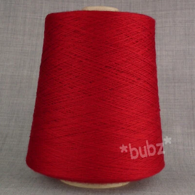 PURE MERINO WOOL YARN 2/30s DEEP RED 400g CONE LACEWEIGHT MACHINE KNITTING - Image 1 of 3