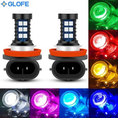 GLOFE H11 LED Fog Driving Light Bulbs High Bright Colorful DRL Lamps Amber White - Image 1 of 4