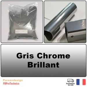 Peinture poudre de thermolaquage 1 Kg GRIS CHROME Brillant- Powder coating - Imagen 1 de 6