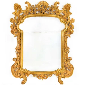 Large Italian Rococo Giltwood Wall Mirror, probably Milan ca. 1760, 71” H x 56” - Picture 1 of 24