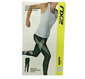 2XU Compression Tights Women's Mid-Rise Workout Pants, Black, Large, WA2864b - Picture 1 of 5
