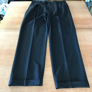 Brooks Brothers 346 pantalon habillé stretch homme 38x32 noir rayures laine mélangée - Photo 1/11