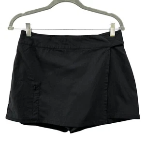 VTG Express Mini Skort Size 5/6 Black Stretchy Faux Wrap Zip Pocket Y2K - Picture 1 of 10