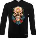 Long Sleeve/Long Sleeve Shirts Black Greaser Tattoo & Gothic Motif Model Skull