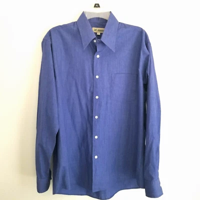 Haband Shirt Mens 16 34/36 Blue Long Sleeve Button Down Versatile Casual Dress - Image 1 of 4