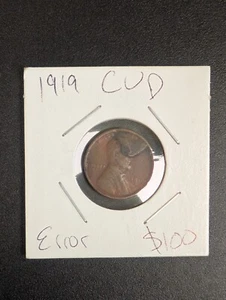 1919 Lincoln Cent Wheat Penny - 🚨CUD ERROR🚨 Coin, 1c - Picture 1 of 4