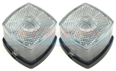 HELLA WHITE CLEAR SQUARE FRONT REFLECTIVE MARKER LIGHTS LAMPS CARAVAN MOTORHOME - Image 1 of 3