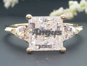2 quilates corte princesa VVS1 MOISSANITA 3 piedras oro amarillo liso 14 K - Imagen 1 de 4