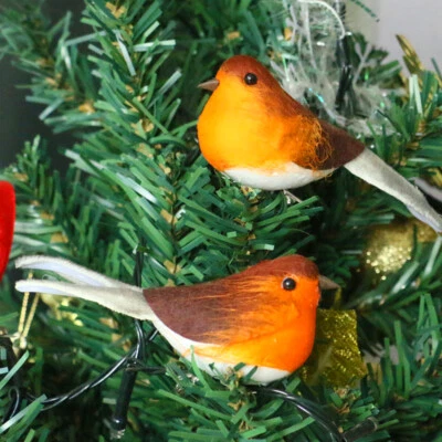 1/6/12x Clip On Christmas Robins Cute Festive Xmas Tree Bird Decoration Ornament - Image 1 of 4
