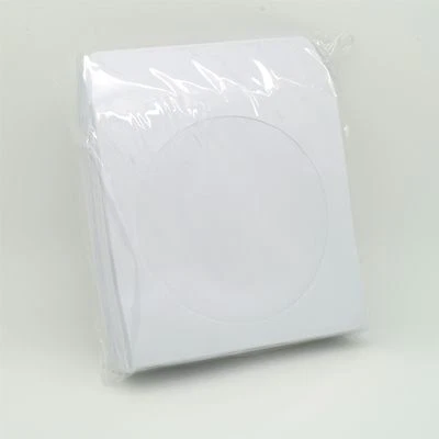100 CD Sleeves DVD CD-R Paper Sleeve with Window Flap White - Image 1 of 2