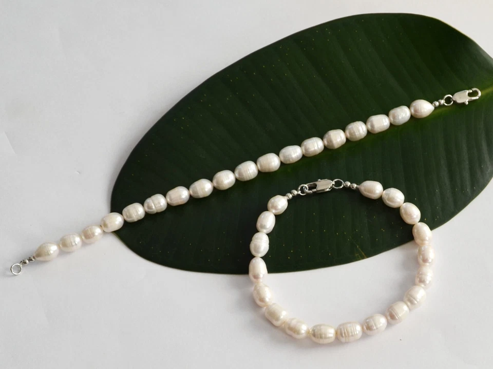 echte Süßwasser Perlen-Armband,Fußkettchen,Halskette 17-100cm 1 Stück Neu A-Ware - Bild 1 von 1