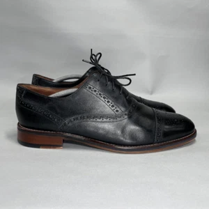 Johnston & Murphy Concord Cap Toe Shoes Men's Size 10.5W Black Leather Oxford - Picture 1 of 12