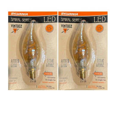 (2 bombillas) Bombilla Sylvania Vintage LED B10, Filamento Espiral, 125 lúmenes, Ámbar Foto 1 de 2