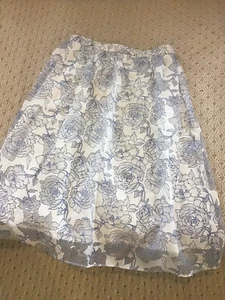 Miss Selfridges White Blue Floral Flower Lace Net Summer Occasion Midi Skit Uk12 - Picture 1 of 5