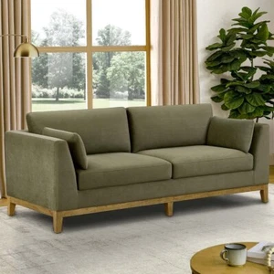 Thomasville Mokena Green Fabric 2-Seater Sofa – Hidden Storage, Mid-Century Desi - Picture 1 of 8
