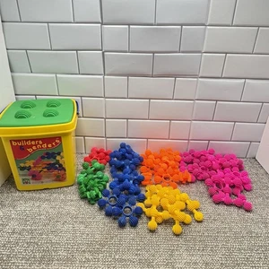 Discovery Toys Bright Builders Sensory Tactile Toys Over 60 Pieces Bucket VTG - Picture 1 of 12