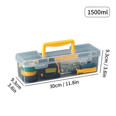 Transparent Portable Tool Storage Box Large Capacity Plastic Hardware Organizer# - Image 1 of 4
