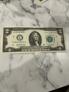 2 Dollar Bill 2017 Series C Rare C 08124631 A - Picture 1 of 4
