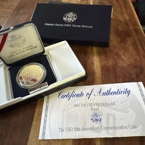 1991-S USO PROOF U.S. SILVER Dollar Coin & COA - Picture 1 of 4