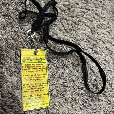 Splash Mountain Disneyland Rider Switch   Necklace Park Prop Cast Member  Ticket - Image 1 of 4