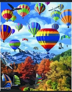 Paint By Numbers Adults kids Hot Air Balloon DIY Painting Kit 20x16 Inch Canvas - Picture 1 of 4