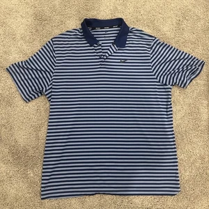 Nike Golf Polo Shirt Mens XL Blue Striped Short Sleeve Standard Dri Fit - Picture 1 of 3