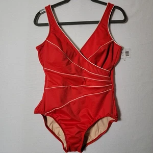 Damen Miraclesuit Badeanzug Gr. 14 Einteiler Anzug Rot Urlaubszeit Neu mit Etikett - Bild 1 von 13