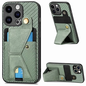 Card Pocket Wallet Case For iPhone Samsung Huawei Stand Cover Bracket Magnetic - Picture 1 of 11
